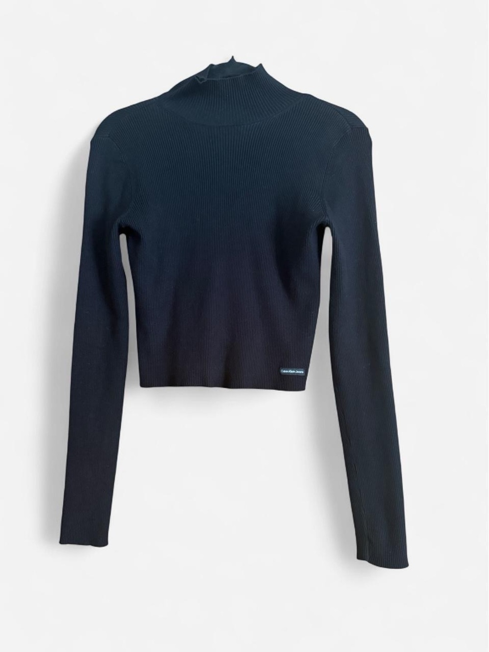 Calvin Klein Jeans Black Ribbed Long-Sleeve Crop Top